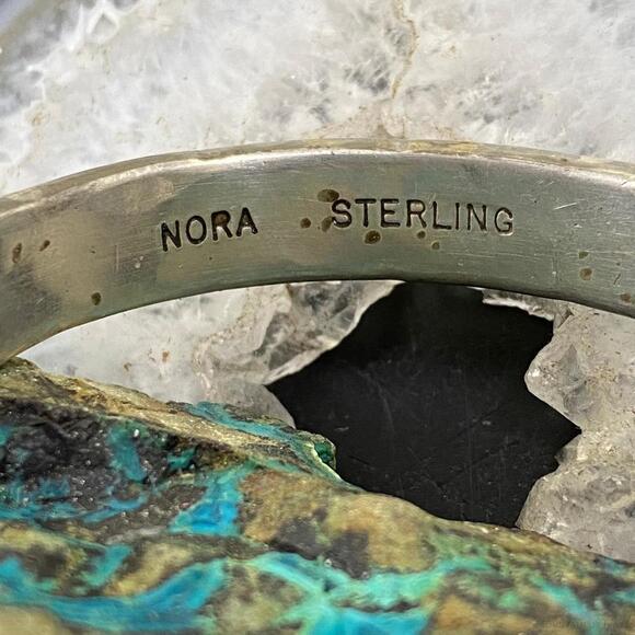 Nora Tahe Vintage Native American Sterling Silver Stamped Bracelet - Picture 7 of 10